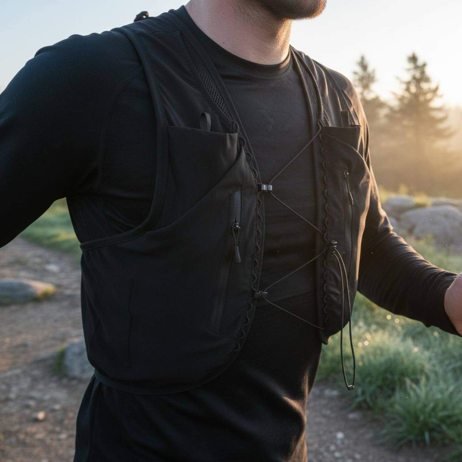 Black Hydration Vest Backpack  - Running Gear Hydration ulasan dan harga